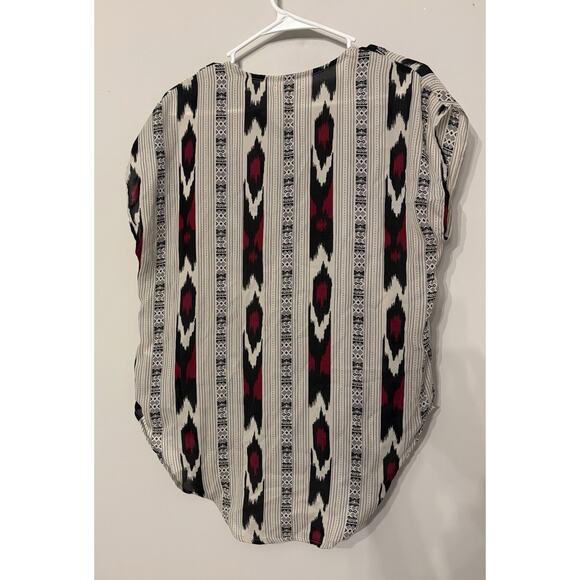 Women’s Tribal Print Short Sleeve Top Size L Boho Geometric Blouse Casual Shirt - Picture 2 of 5